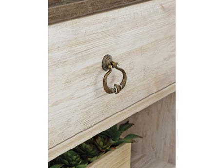 Willowton Whitewash 64" TV Stand with Electric Fireplace - Ornate Home