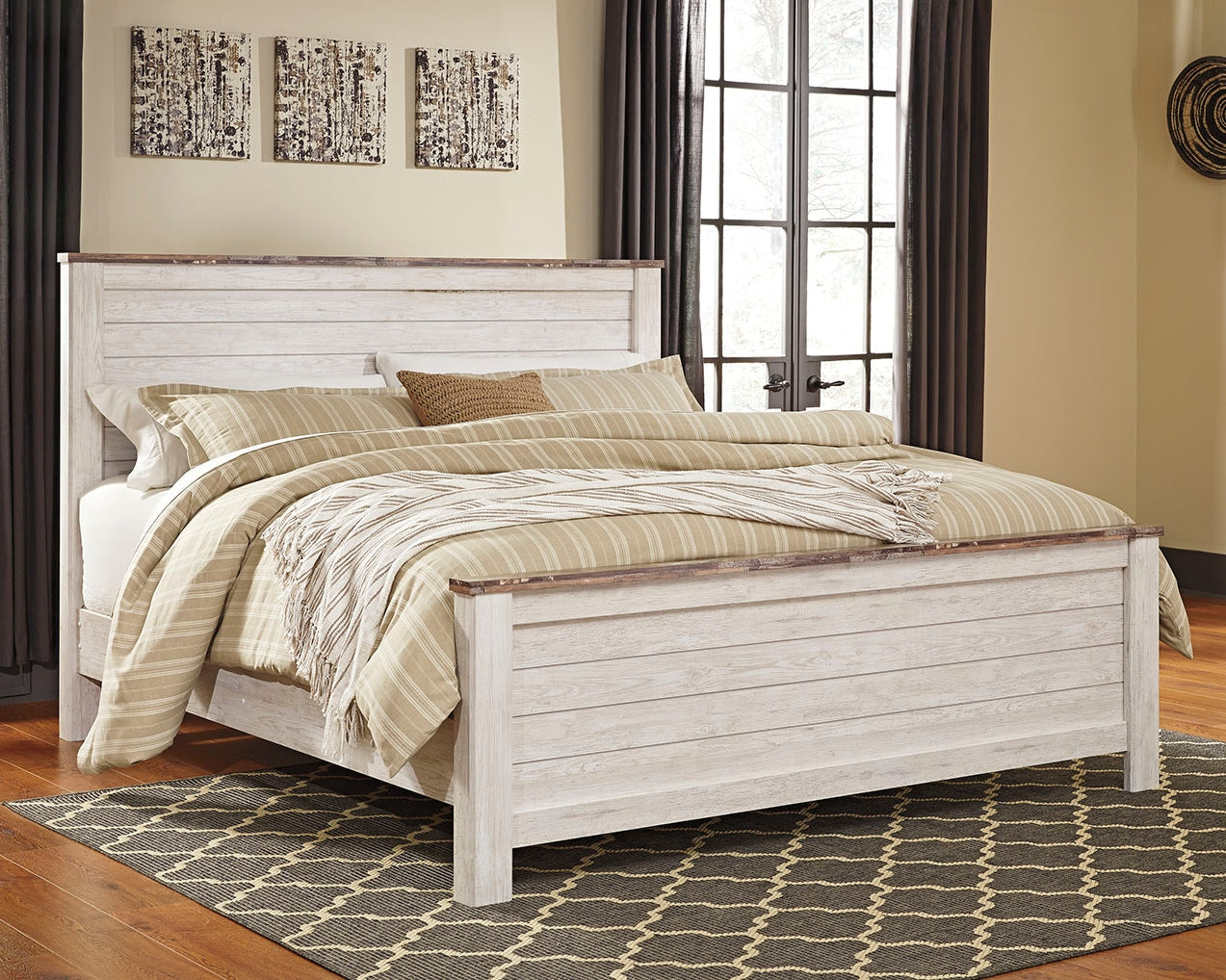Willowton Whitewash California King Panel Bed - Ornate Home