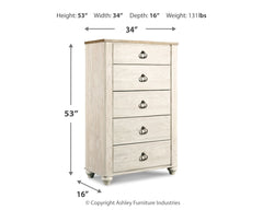 Willowton Whitewash Chest of Drawers - Ornate Home