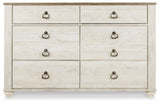 Willowton Whitewash Full Panel Bed, Dresser, Chest and Nightstand - Ornate Home