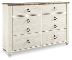 Willowton Whitewash Full Panel Bed, Dresser, Chest and Nightstand - Ornate Home