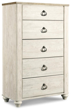 Willowton Whitewash Full Panel Bed, Dresser, Chest and Nightstand - Ornate Home