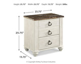 Willowton Whitewash Full Panel Bedroom Set with Dresser, Mirror, 2 Chests and nightstand - Ornate Home