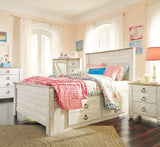 Willowton Whitewash Full Panel Bedroom Set with Storage, Dresser and Mirror (Online Special Price) - Ornate Home