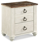 Willowton Whitewash Full Panel Bedroom Set with Storage and Nightstand - Ornate Home