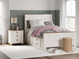 Willowton Whitewash Full Panel Bedroom Set with storage, Dresser, Mirror, Chest and Nightstand - Ornate Home