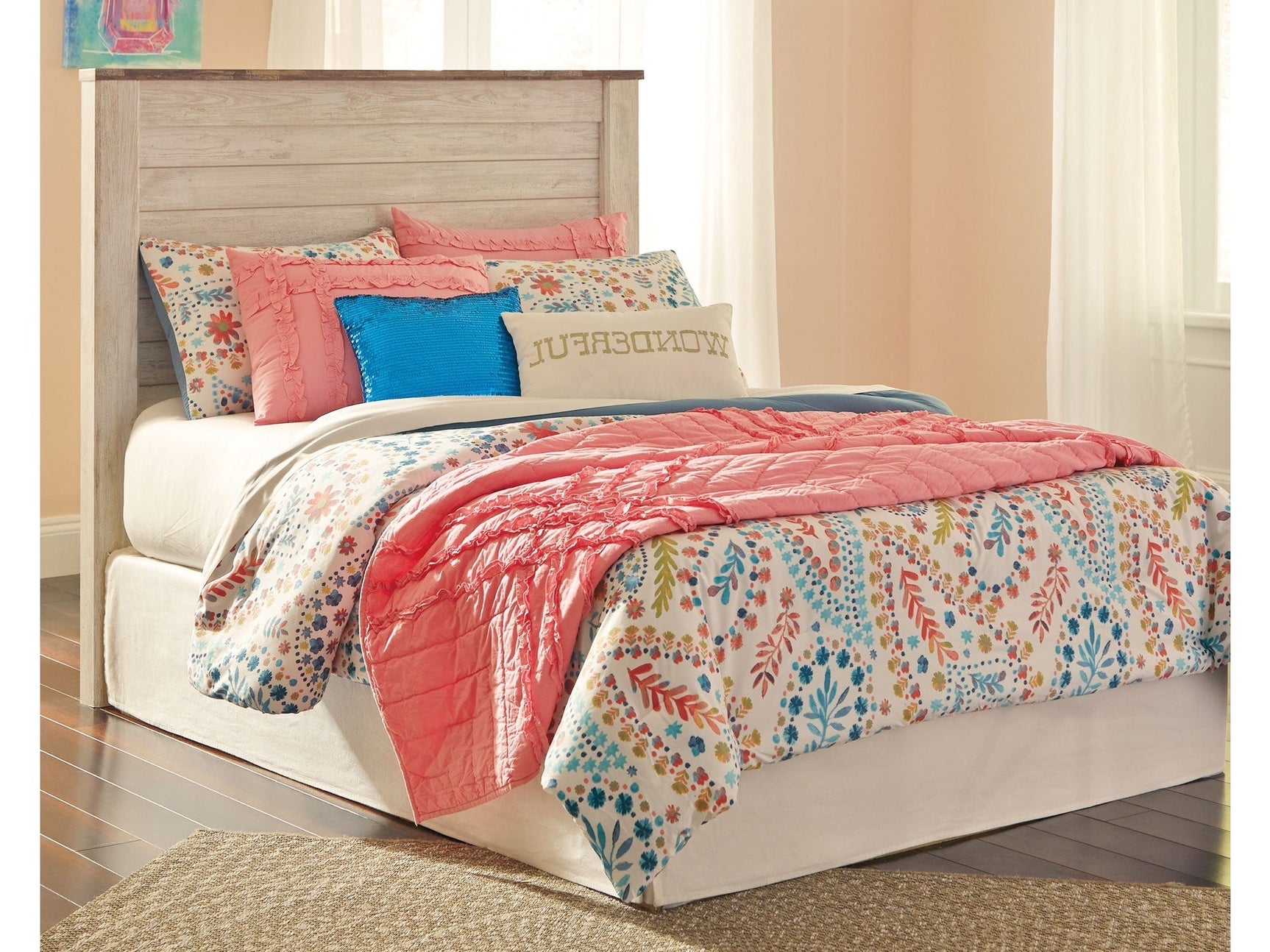 Willowton Whitewash Full Panel Headboard (Online Special Price) - Ornate Home
