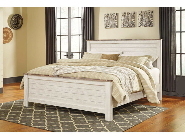 Willowton Whitewash King Panel Bed (Online Special Price) - Ornate Home