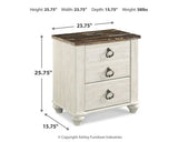 Willowton Whitewash King Panel Bedroom Set with Dresser, Mirror, Chest and 2 Nightstands - Ornate Home