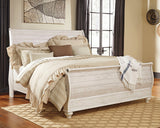 Willowton Whitewash King Sleigh Bed (Online Special Price) - Ornate Home