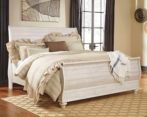 Willowton Whitewash King Sleigh Bed (Online Special Price) - Ornate Home