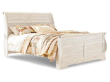 Willowton Whitewash King Sleigh Bed - Ornate Home
