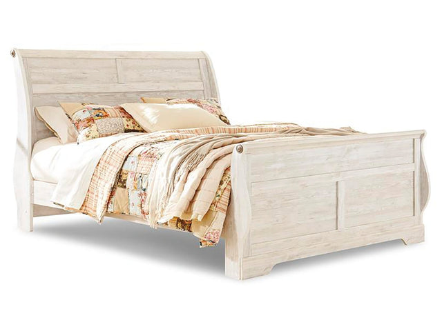Willowton Whitewash King Sleigh Bed - Ornate Home