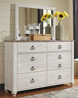 Willowton Whitewash King Sleigh Bedroom Set with Dresser, Mirror and Chest (Online Special Price) - Ornate Home