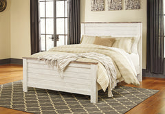 Willowton Whitewash Queen Panel Bed, Dresser and Mirror - Ornate Home