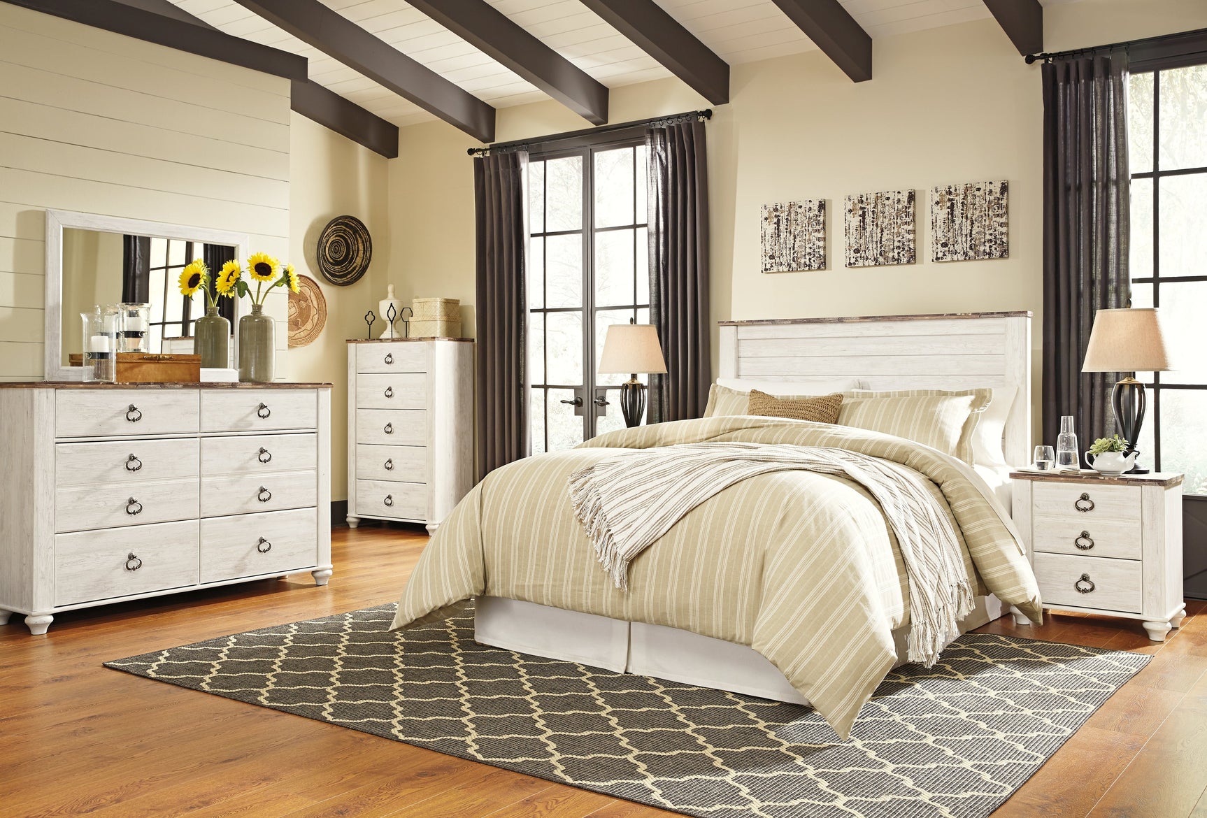 Willowton Whitewash Queen Panel Headboard   B267-57 - Ornate Home
