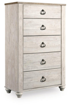 Willowton Whitewash Queen Sleigh Bed, Chest and Nightstand - Ornate Home