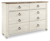 Willowton Whitewash Queen Sleigh Bed & Dresser & Nightstand (Online Special Price) - Ornate Home