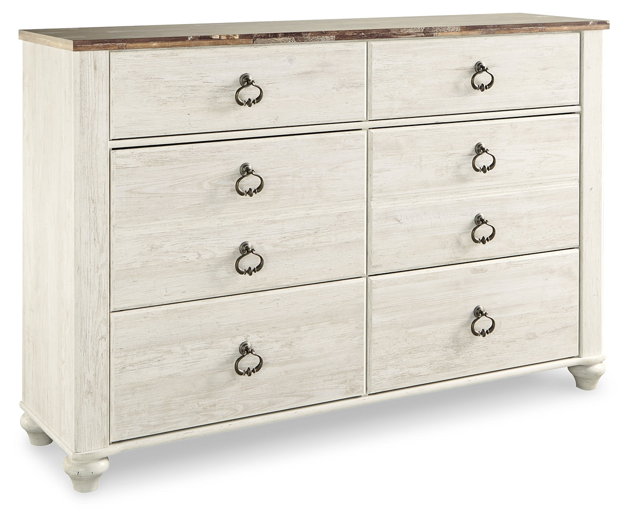 Willowton Whitewash Queen Sleigh Bed & Dresser & Nightstand (Online Special Price) - Ornate Home