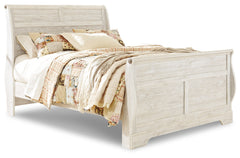 Willowton Whitewash Queen Sleigh Bed, Dresser and Mirror - Ornate Home
