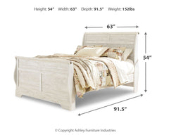 Willowton Whitewash Queen Sleigh Bed, Dresser and Mirror - Ornate Home