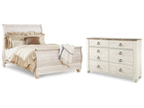 Willowton Whitewash Queen Sleigh Bedroom Set with Dresser (Online Special Price) - Ornate Home