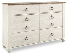 Willowton Whitewash Queen Sleigh Bedroom Set with Dresser - Ornate Home