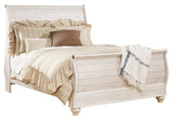 Willowton Whitewash Queen Sleigh Bedroom Set with Dresser - Ornate Home