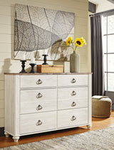 Willowton Whitewash Queen Sleigh Bedroom Set with Dresser and Chest (Online Special Price) - Ornate Home