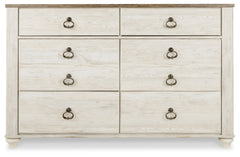 Willowton Whitewash Queen Sleigh Bedroom Set with Dresser and Chest - Ornate Home