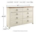 Willowton Whitewash Twin Panel Bedroom Set with Dresser (Online Special Price) - Ornate Home