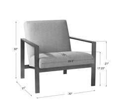 Wills Brass/Gray Contemporary Accent Chair - Ornate Home
