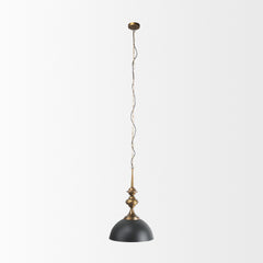 Willson Black/Antiqued Brass Iron Dome Pendant Light - Ornate Home