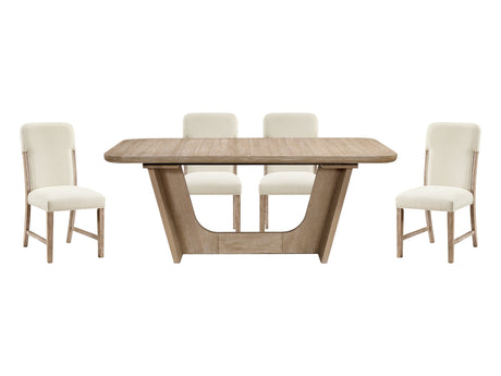 Wilshire Natural/Beige 5-Piece Dining Table Set - Ornate Home