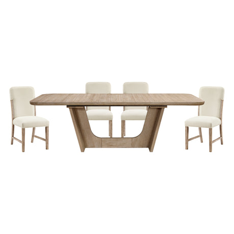 Wilshire Natural/Beige 5-Piece Dining Table Set - Ornate Home