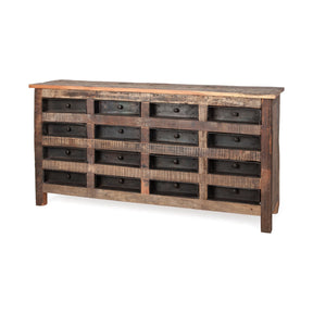 Wilton Brown Reclaimed Wood and Metal 16 Drawer Sideboard