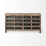 Wilton Brown Reclaimed Wood and Metal 16 Drawer Sideboard