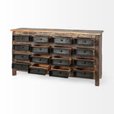 Wilton Brown Reclaimed Wood and Metal 16 Drawer Sideboard