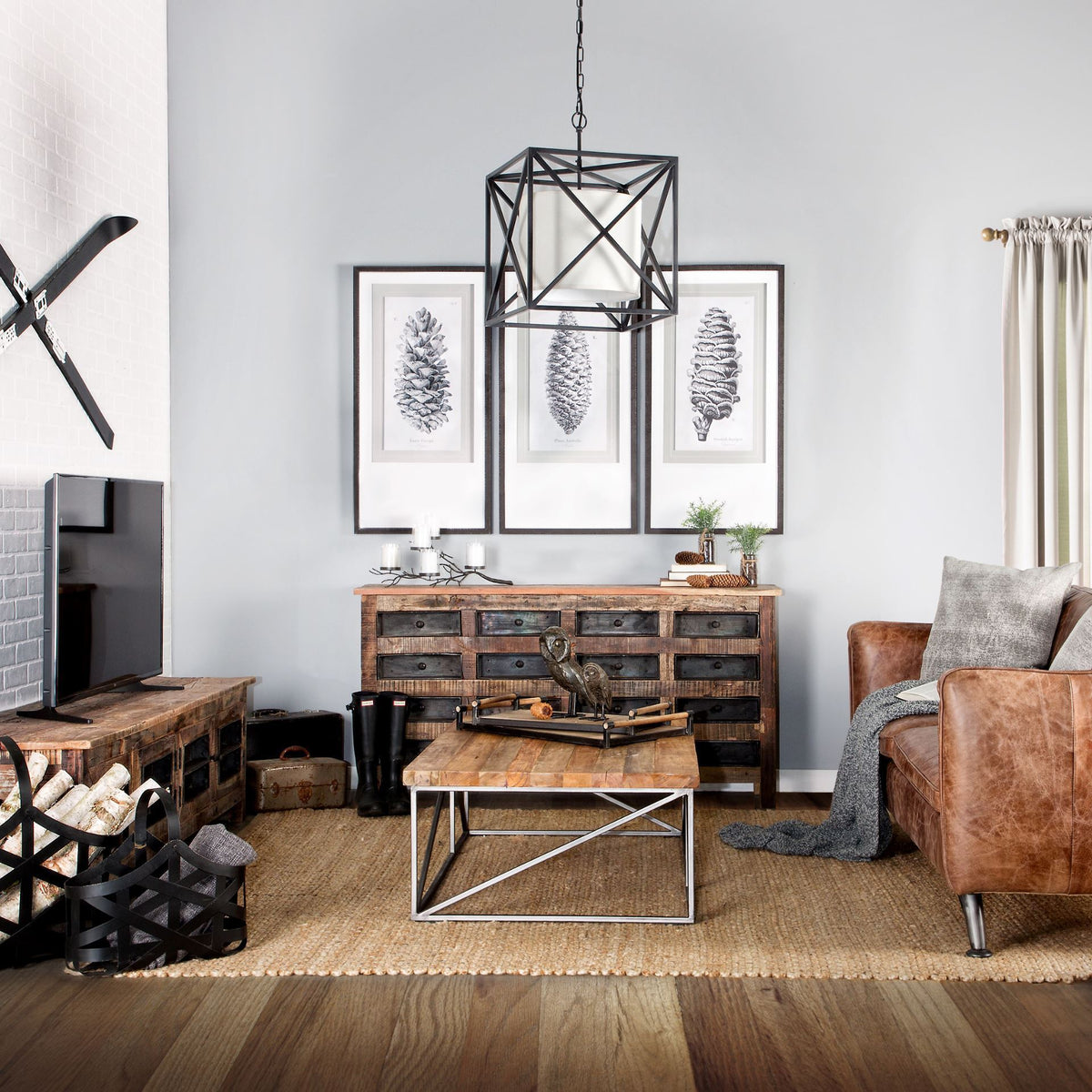 Wilton Brown Reclaimed Wood and Metal 16 Drawer Sideboard
