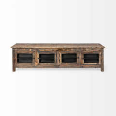 Wilton Medium Brown Reclaimed Wood and Metal Media Console - Ornate Home