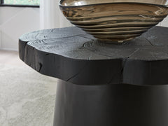 Wimbell Black Solid Wood Live Edge End Table - Ornate Home
