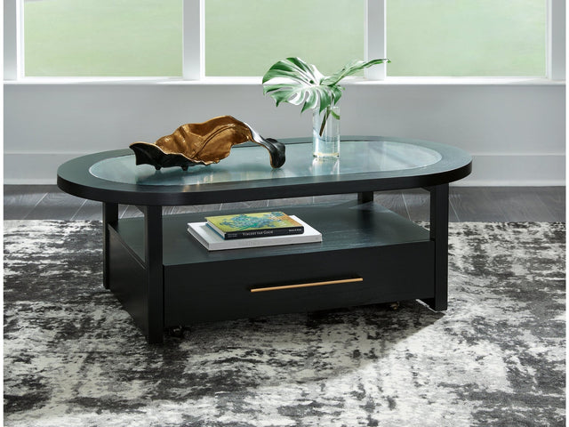 Winbardi Black Oval Coffee Table - Ornate Home