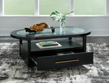 Winbardi Black Oval Coffee Table - Ornate Home