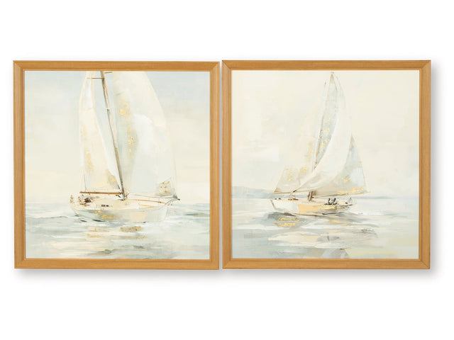 Winbrook Gray/Tan/Gold Finish Wall Art Set (Set of 2) - Ornate Home