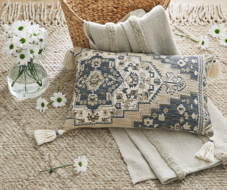 Winbury Blue/Tan/White Pillow (Online Special Price) - Ornate Home