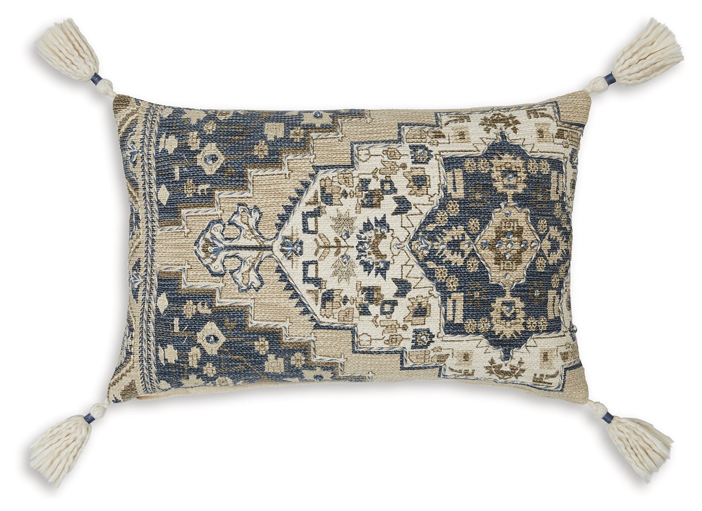 Winbury Blue/Tan/White Pillow - Ornate Home