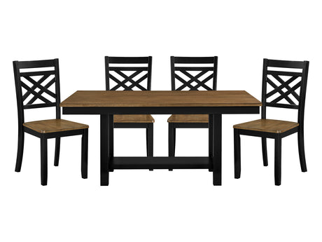 Winchester Brown/Black 5-Piece Dining Table Set - Ornate Home