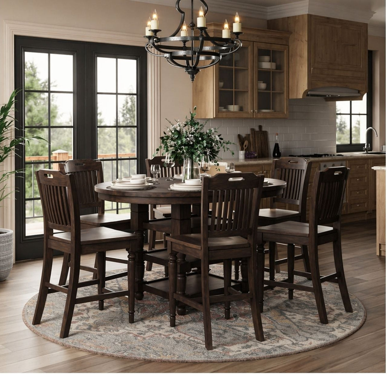 Winchester Portwood 66 High/Low Dining Table w/ 6 Stool - Ornate Home