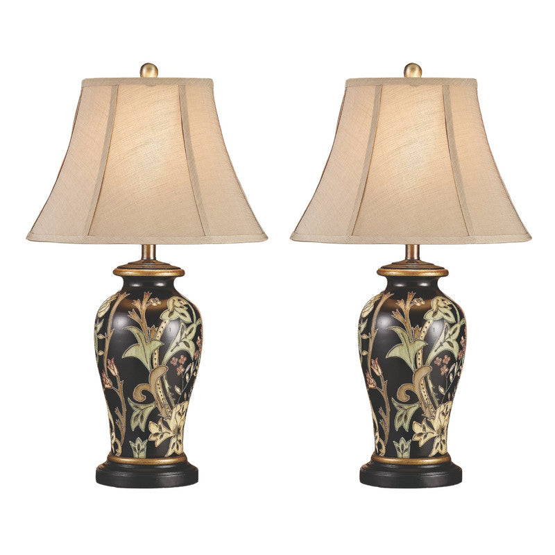 Windham Black Hand Painted Ceramic Table Lamp (Set of 2) - Ornate Home