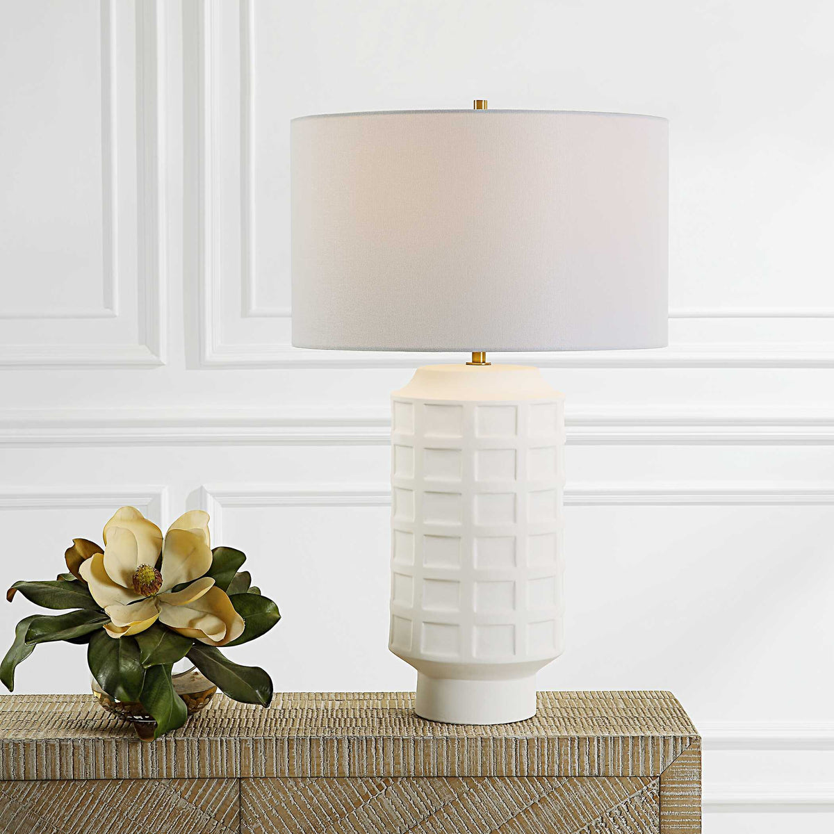 Window Pane White Table Lamp - Ornate Home